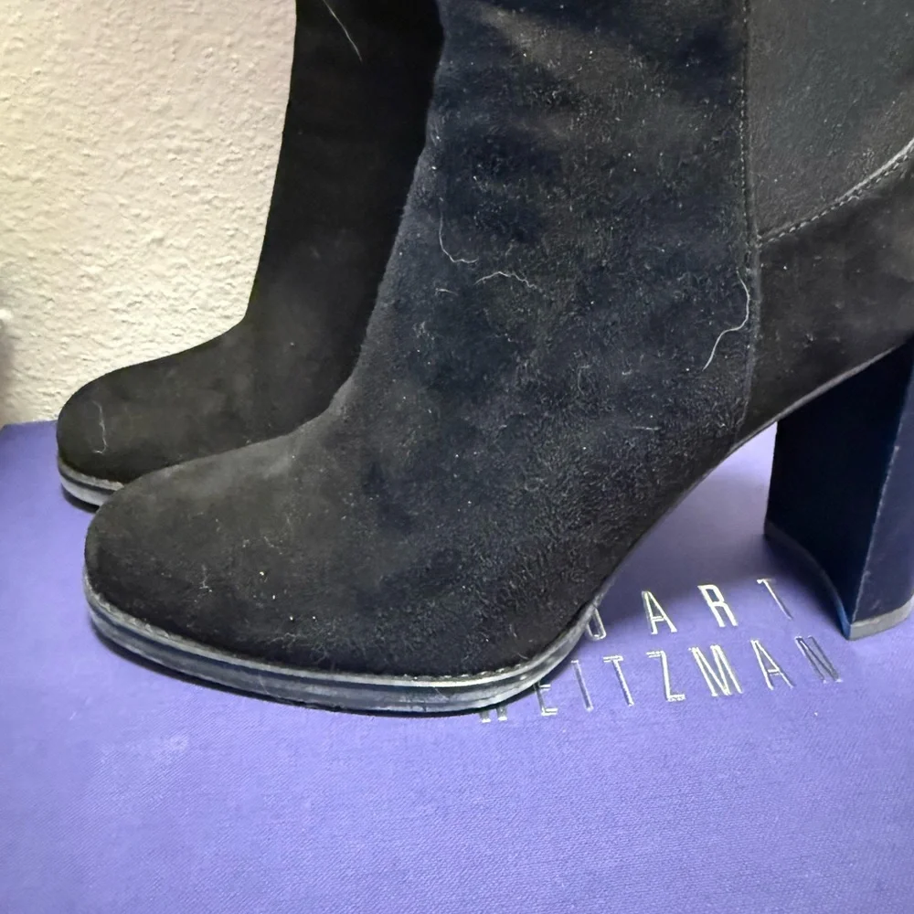 Stuart Weitzman Black Suede Over the knee hijack boots - Picture 3 of 12